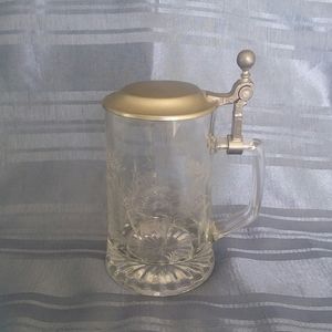Alwe Vintage Glass Etched Hunting Scene Stein